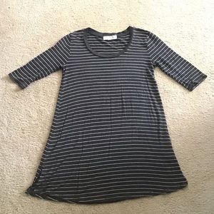 Pink Rose Junior’s Gray White Stripe Dress Sz Small